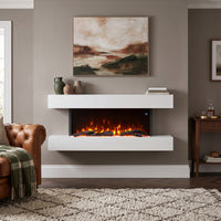 48 Inch Wall Hunge Electric Fire Suite with Mantel 12 Flame Colours Multi-Colour Night Light APP Control