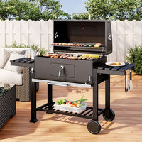 160cm Outdoor Large Charcoal BBQ Grill with Adjustable Charcoal Tray & Wheels