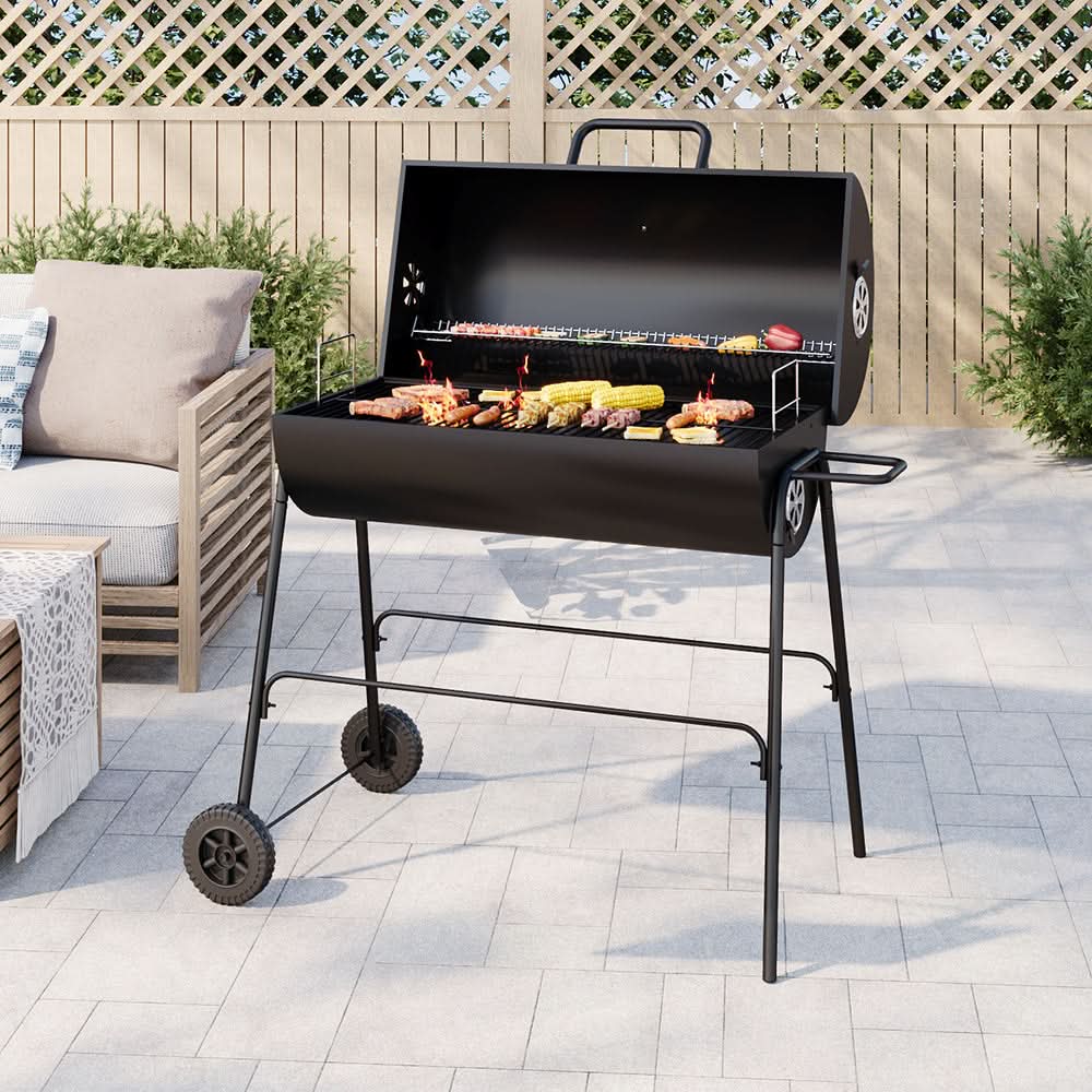 31 Inch Carbon Steel Outdoor Grill with Dual Handles & Rust-Resistant ...
