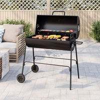 31 Inch Carbon Steel Outdoor Grill with Dual Handles & Rust-Resistant Finish, Charcoal BBQ Grill with Thermometer & Wheels