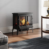 2000W Freestanding Electric Stove Heater LED Flame Log Wood Burner Effect Electric Fireplace