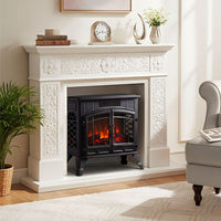 Freestanding Electric Fireplace Heater Stove with 12 Flame Colours, Remote Control & Timer