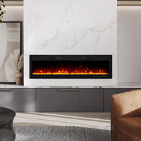 40/50/60/70 Inch Recessed Media Wall Electric Fire Wall Mounted 12 Vibrant Flame Colours