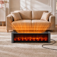 32 Inch 1000W/2000W Baseboard Electric Fire Convection Heater Realistic Flame Effect Remote Control & Timer