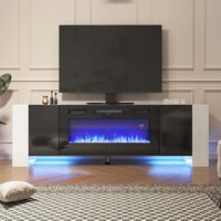 70 Inch TV Stand Electric Fireplace Suite with 5 Flames and 12 Lighting Colours Setting