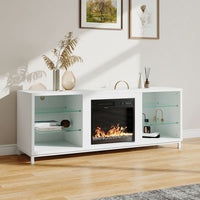 64.5 Inch TV Stand Electric Fireplace Suite with 12 Colours Setting and Storage Cabinet