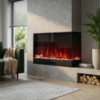 46 Inch 2-Sided Built-in Electric Fireplace with WiFi App Control, 12 Flame Colours & Timer